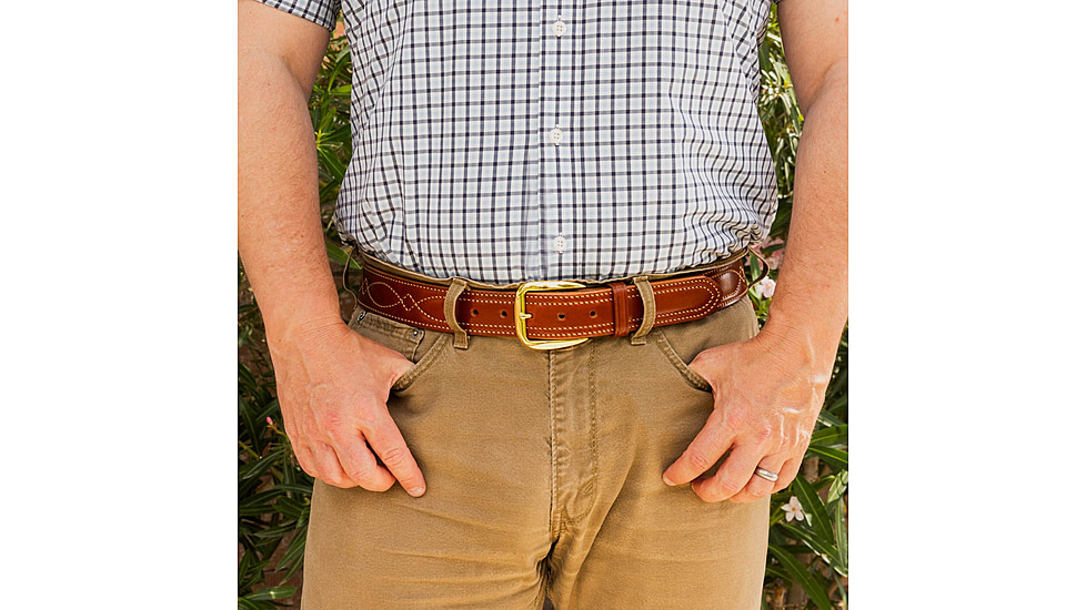 Galco CB7 1 1/2in Fancy Stitch Contour Holster Belt, Tan, 42in, CB7-42