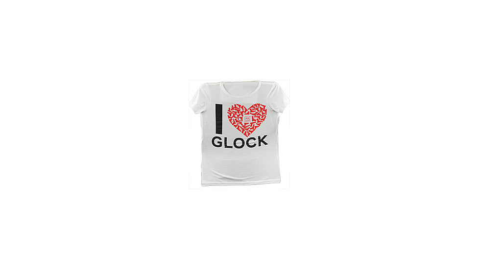 Glock Women Short Sleeve "I Love Glocks" Shirt, White, XS, GLAP95136