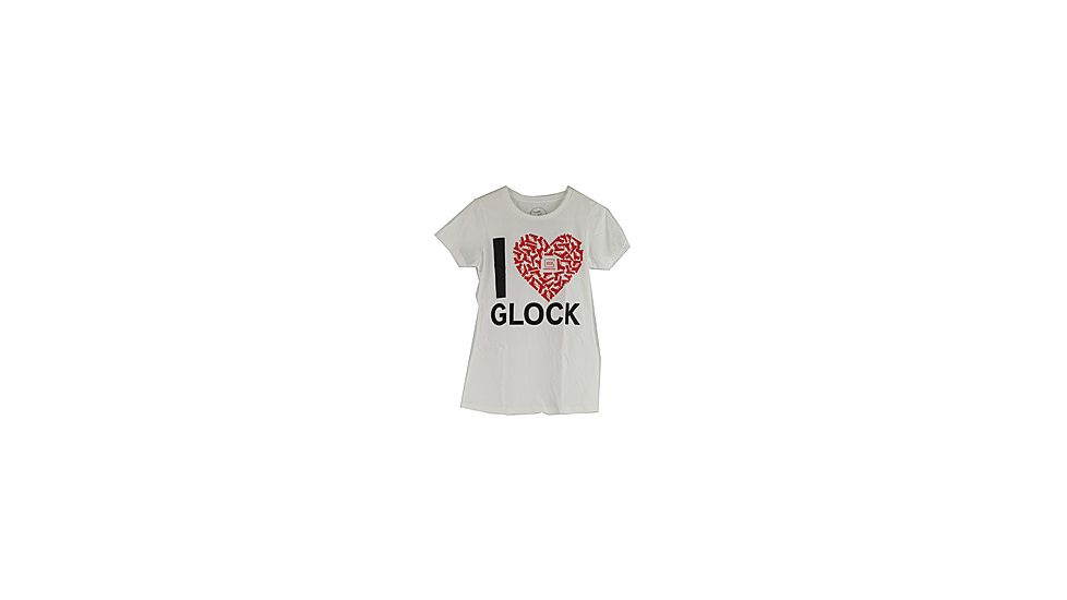 Glock Women Short Sleeve "I Love Glocks" Shirt, White, Medium, GLAP95138