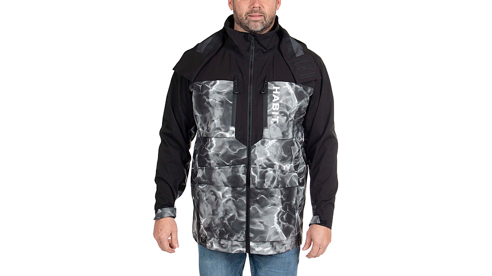 Habit Anglers Bluff Rain Jacket, Habit Gray Waves/Black, Extra Large, RS10032-O-8-6-XL-4G5