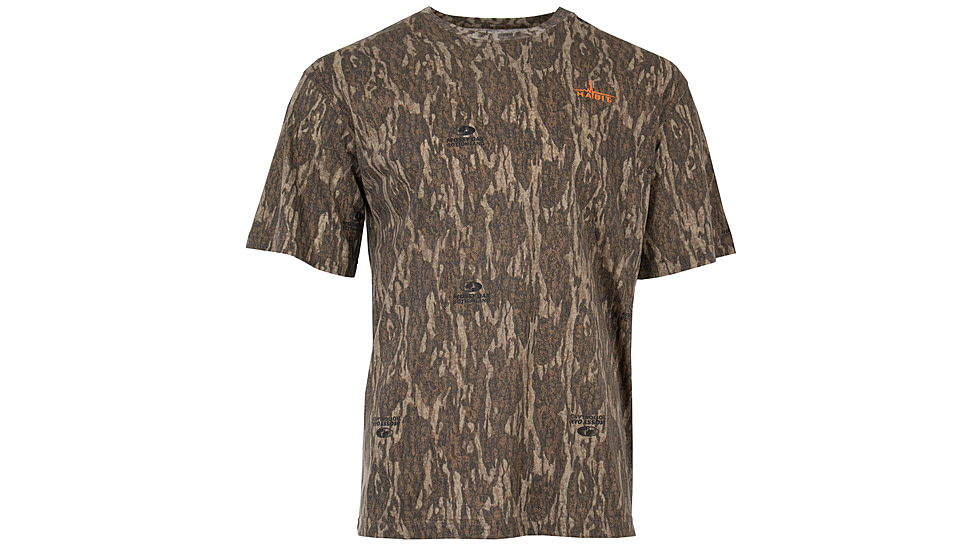 Habit Bear Cave Camo Short Sleeve Tee w/ Habit Logo - Mens, Mossy Oak New Bottomland, Small, TS1229-014-S