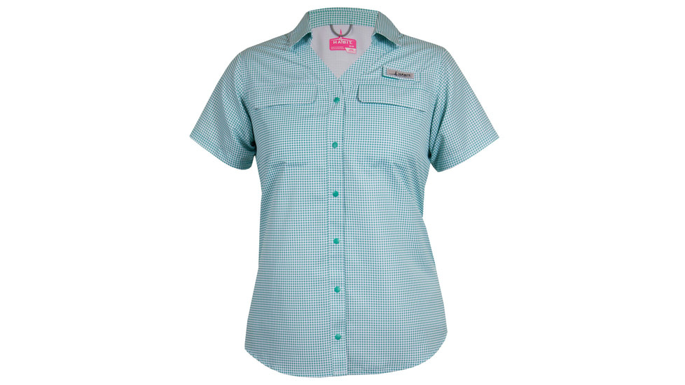 Habit Short Sleeve River Shirt - Womens, Turquoise Check, Extra Large, TS1452-7A1-WXL