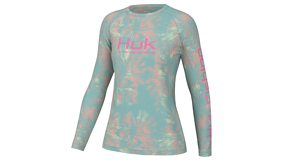 HUK Performance Fishing Aqua Dye Pursuit Crew Shirt - Womens, Marine Blue, L, H6120173-372-L