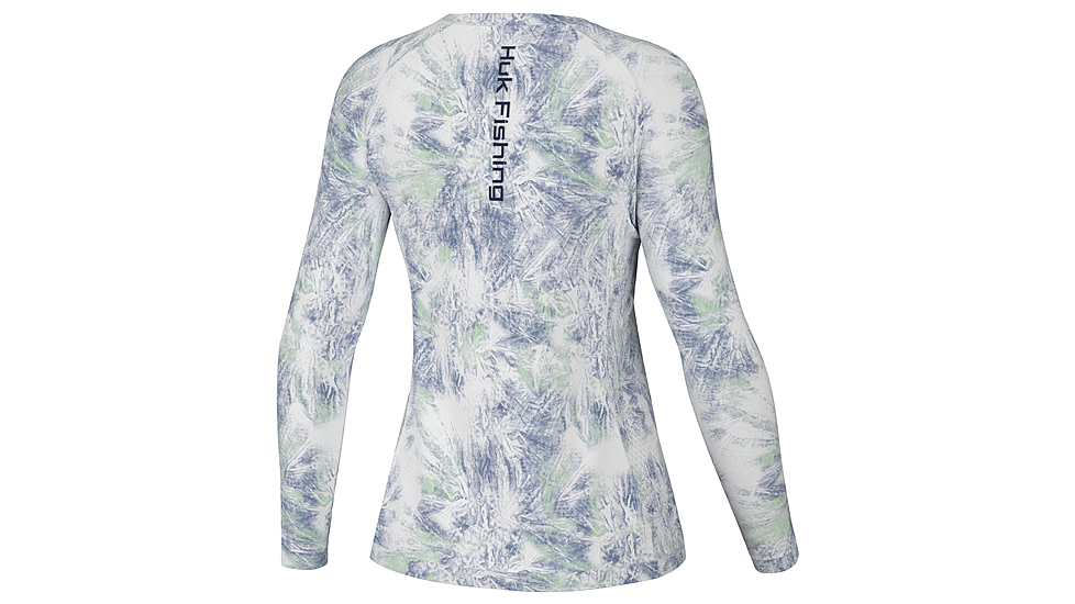 HUK Performance Fishing Aqua Dye Pursuit Crew Shirt - Womens, White, L, H6120173-100-L