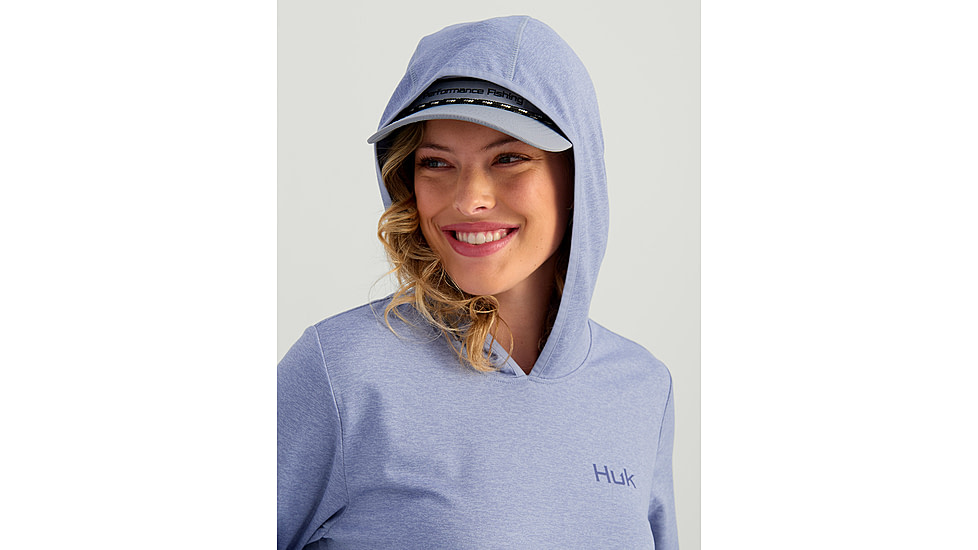 HUK Performance Fishing Coldfront Pullover Hoodie - Womens, Lghtng Sky Hthr, Large, H6130023-463-L