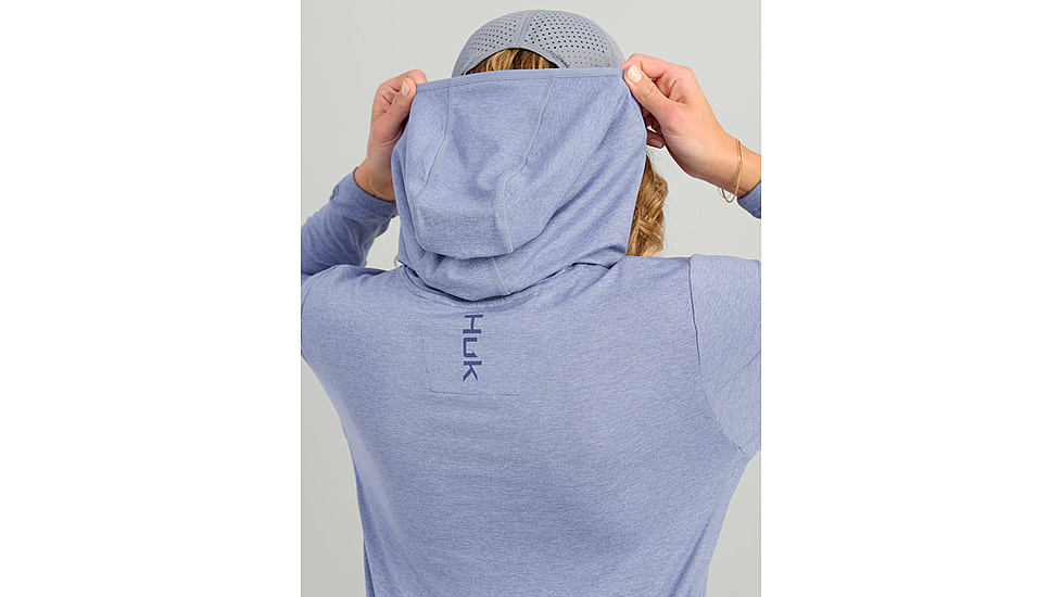 HUK Performance Fishing Coldfront Pullover Hoodie - Womens, Lghtng Sky Hthr, Large, H6130023-463-L