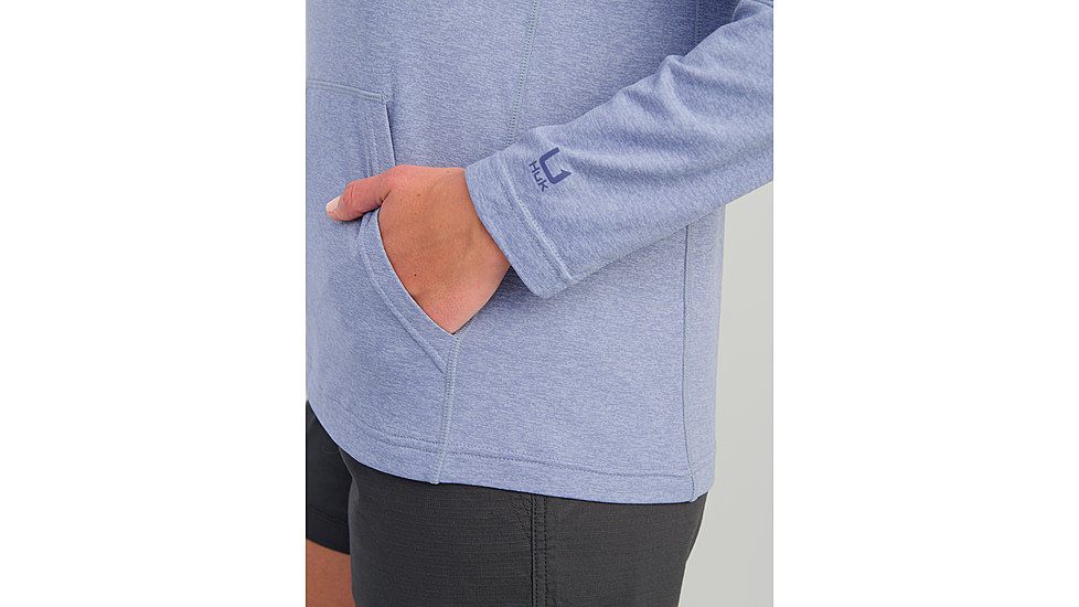 HUK Performance Fishing Coldfront Pullover Hoodie - Womens, Lghtng Sky Hthr, Large, H6130023-463-L