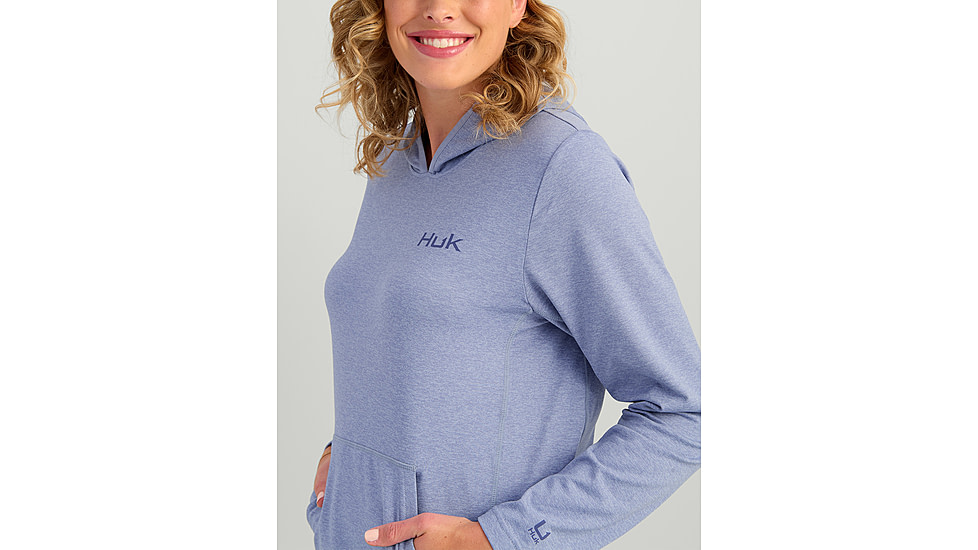 HUK Performance Fishing Coldfront Pullover Hoodie - Womens, Lghtng Sky Hthr, Large, H6130023-463-L