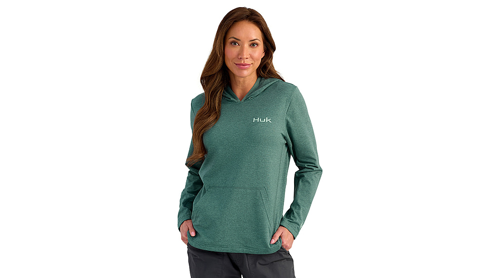 HUK Performance Fishing Coldfront Pullover Hoodie - Womens, Nrth Atlnc Hthr, Small, H6130023-367-S