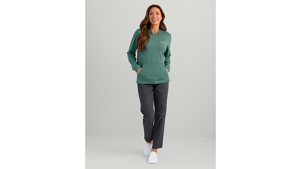 HUK Performance Fishing Coldfront Pullover Hoodie - Womens, Nrth Atlnc Hthr, Small, H6130023-367-S