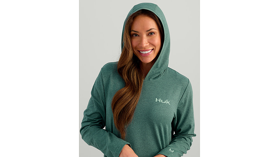HUK Performance Fishing Coldfront Pullover Hoodie - Womens, Nrth Atlnc Hthr, Small, H6130023-367-S