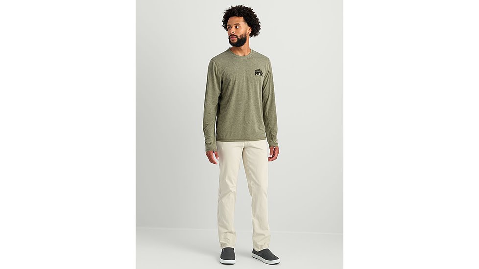 HUK Performance Fishing Drift Graphic Crew Shirt -Mens, Long Sleeve, Heather Moss, Small, H1200709-318-S