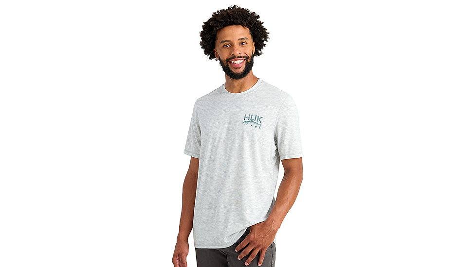 HUK Performance Fishing Drift Graphic Crew Shirt -Mens, Short Sleeve, Harbormist Hthr, 2XL, H1200664-054-XXL