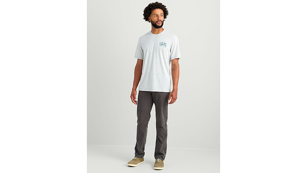 HUK Performance Fishing Drift Graphic Crew Shirt -Mens, Short Sleeve, Harbormist Hthr, 2XL, H1200664-054-XXL