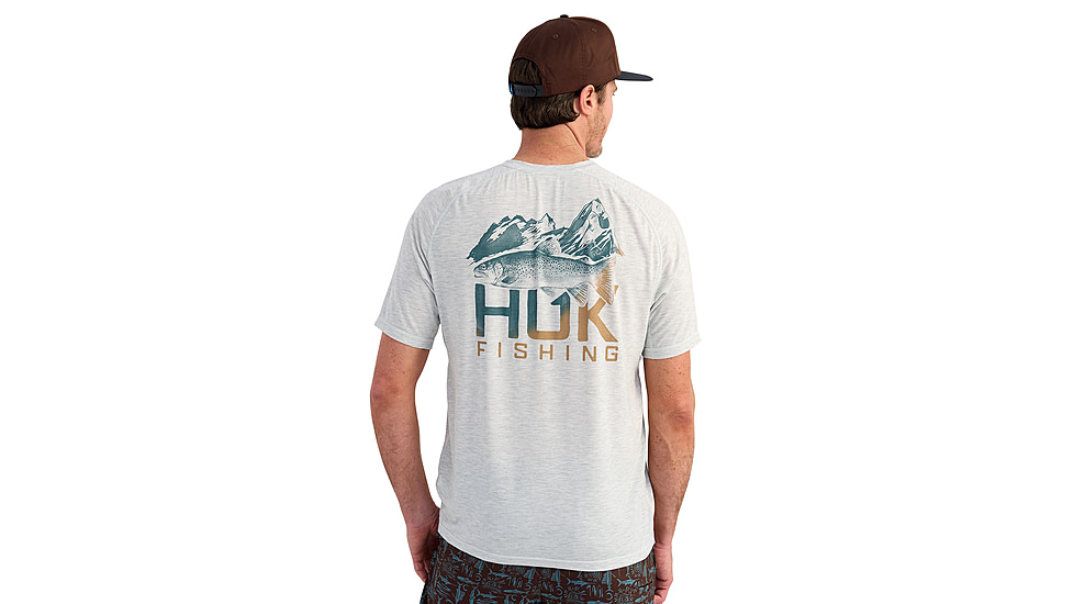 HUK Performance Fishing Drift Graphic Crew Shirt -Mens, Short Sleeve, Harbormist Hthr, 2XL, H1200664-054-XXL