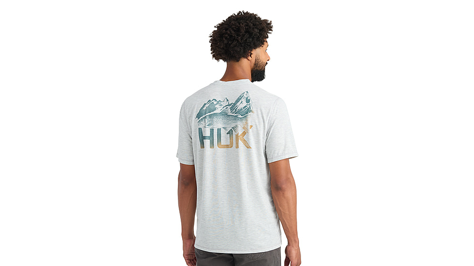 HUK Performance Fishing Drift Graphic Crew Shirt -Mens, Short Sleeve, Harbormist Hthr, 2XL, H1200664-054-XXL