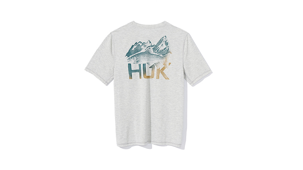 HUK Performance Fishing Drift Graphic Crew Shirt -Mens, Short Sleeve, Harbormist Hthr, 2XL, H1200664-054-XXL