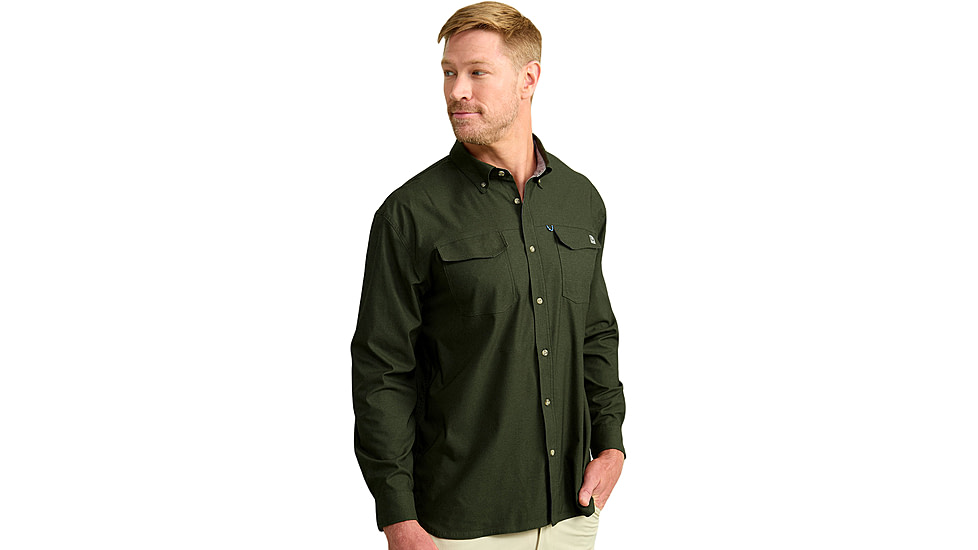 HUK Performance Fishing Hawser Heather Flannel - Mens, Cyprs Lnd Hthr, Medium, H1500208-378-M