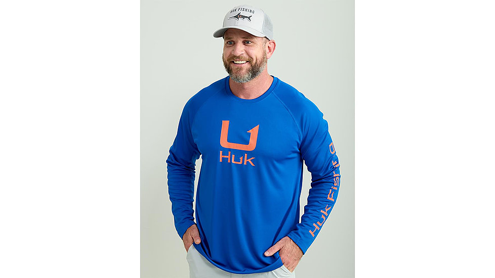 HUK Performance Fishing Huk Icon Crew Long Sleeve Shirt Fresh Salmon XL E13EC917, ATH1200573460S