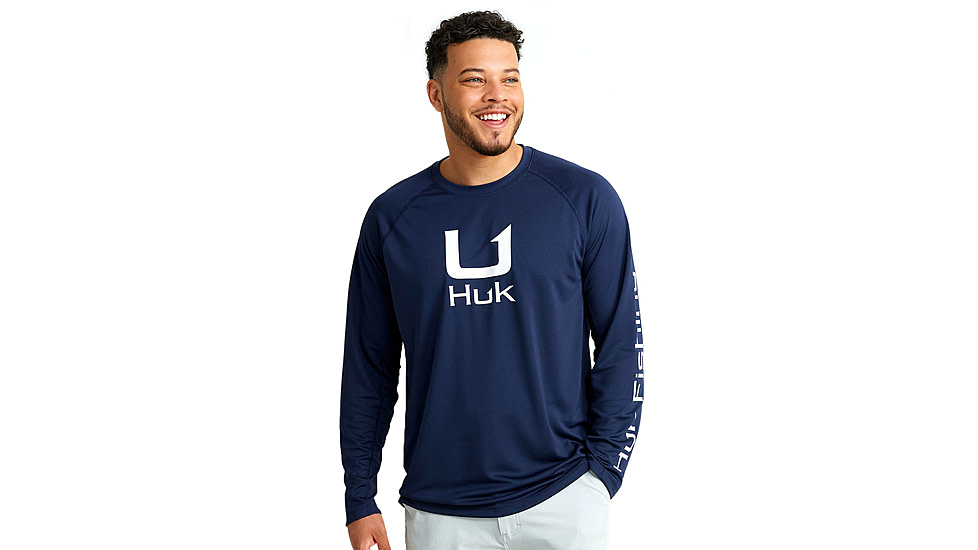 HUK Performance Fishing Huk Icon Crew Long Sleeve Shirt Naval Academy 2XL C98F4773, ATH1200573413M