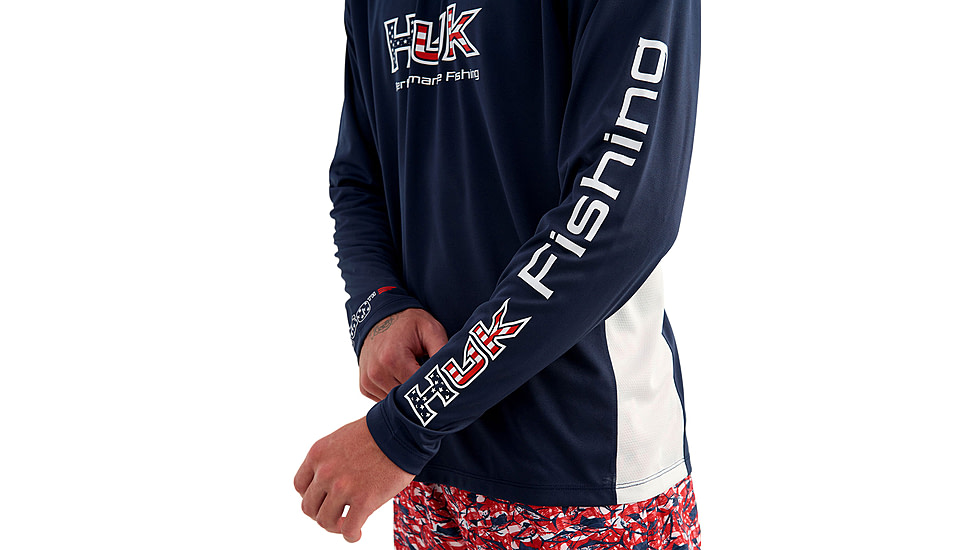 HUK Performance Fishing Pursuit Americana Fill Hoodie - Men's, Naval Academy, 2XL, H1200754-413-XXL