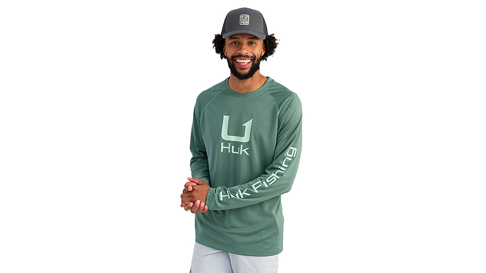 HUK Performance Fishing Icon LS Crew Shirt - Mens, North Atlantic, Small, H1200573-365-S