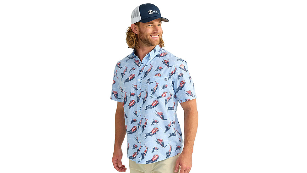 HUK Performance Fishing KC Kona Button-Down Shirt - Mens, Windsurfer, Large, H1500192-454-L