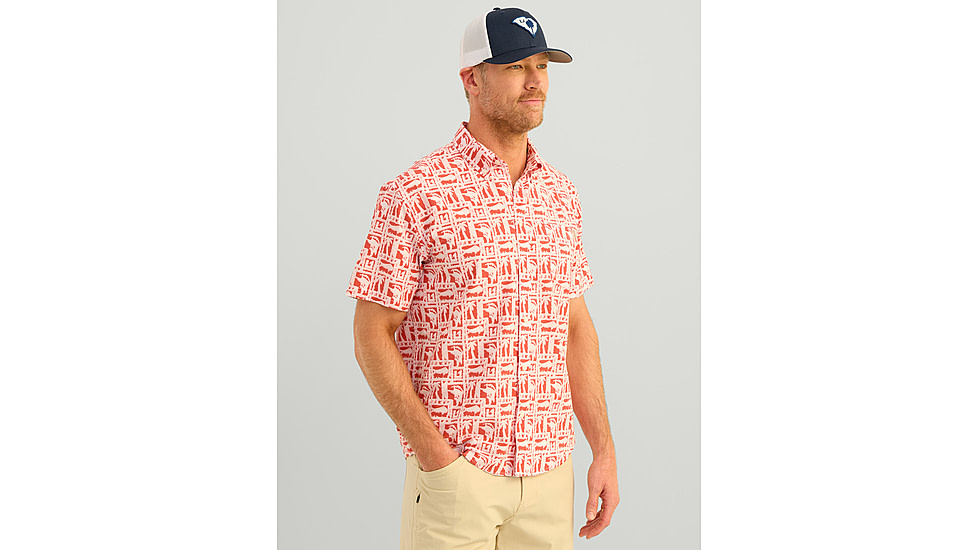 HUK Performance Fishing Kona Printed Short Sleeve Shirt - Mens, Channel Marker2, Extra Large, H1500212-625-XL