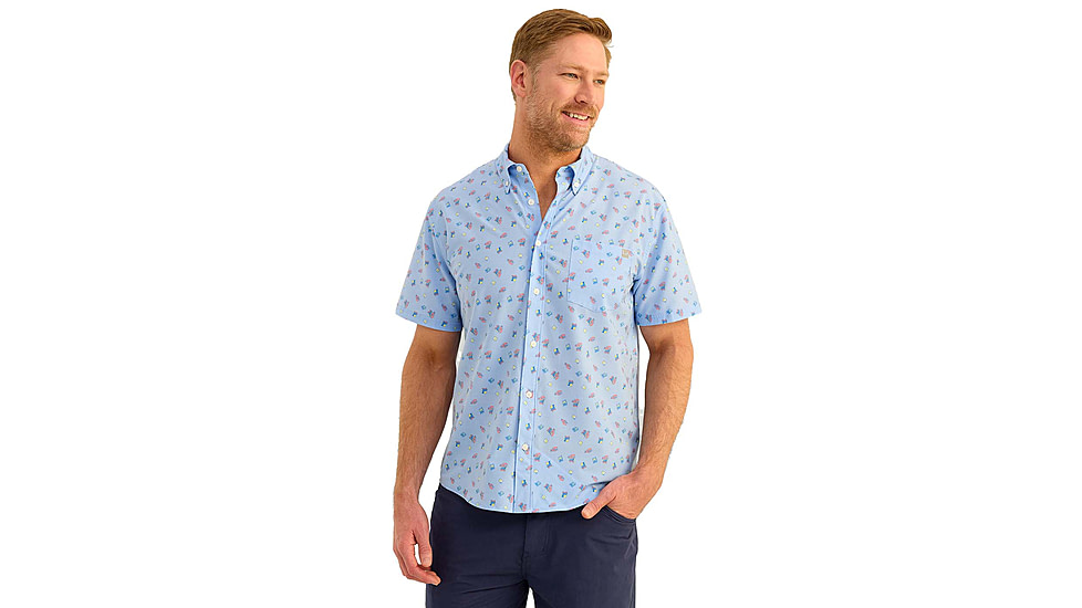 HUK Performance Fishing Kona Printed Short Sleeve Shirt - Mens, Windsurfer, Small, H1500212-454-S