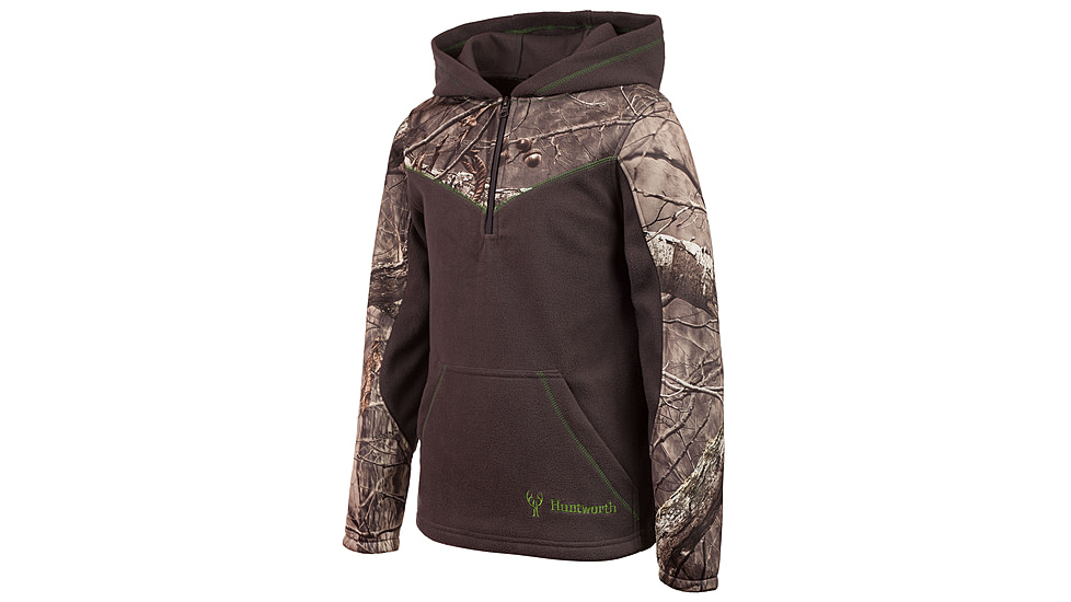 Huntworth Boys Hunting 2-Tone 1/4 Zip Pullover - Kids, Charcoal Grey/Hiddn, Large, E-965-Y-CG/HDN-L