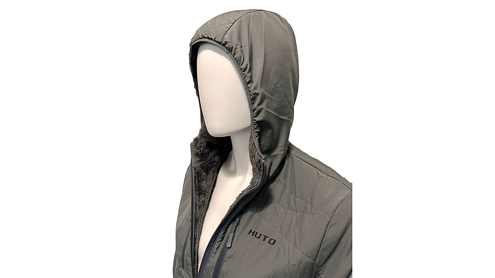 Huto Lifestyle Fuzzy Fleece Hoodie w/Nylon Outer Shell, Grey, Medium, FUZYFLCE-HDIE-GRY-M