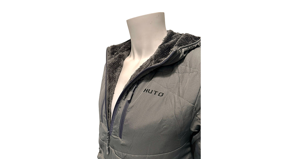 Huto Lifestyle Fuzzy Fleece Hoodie w/Nylon Outer Shell, Grey, Medium, FUZYFLCE-HDIE-GRY-M