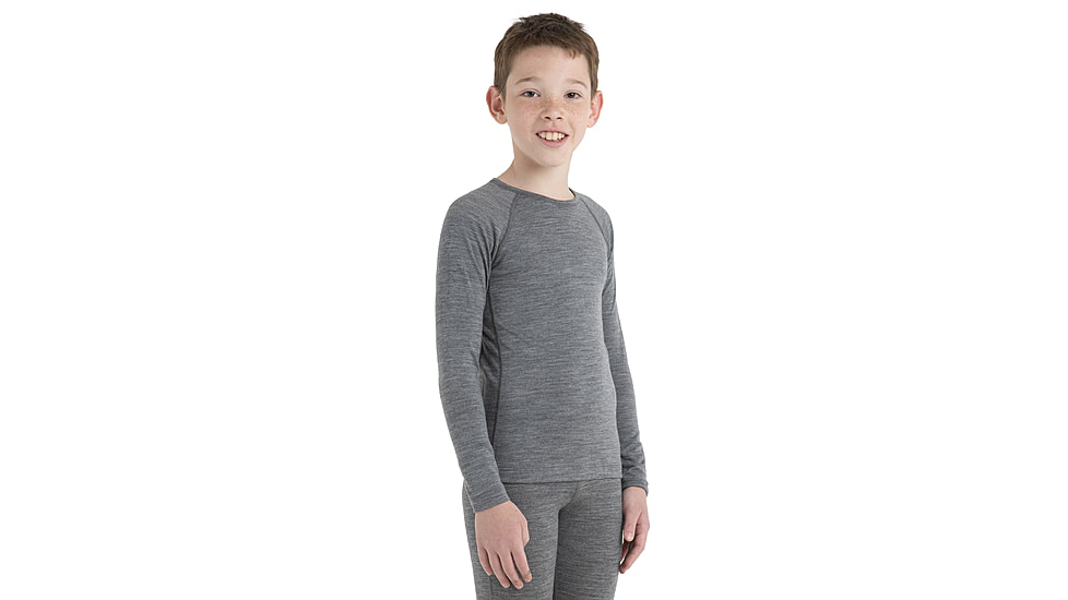 Icebreaker 200 Oasis Long Sleeve Crewe - Kids, Gritstone Heather, 14US, IB10450101314