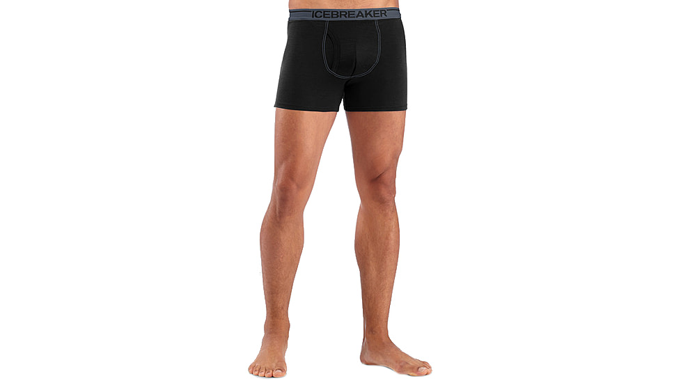 Icebreaker Anatomica Boxer Briefs with fly - Mens-Black/Monsoon-Large