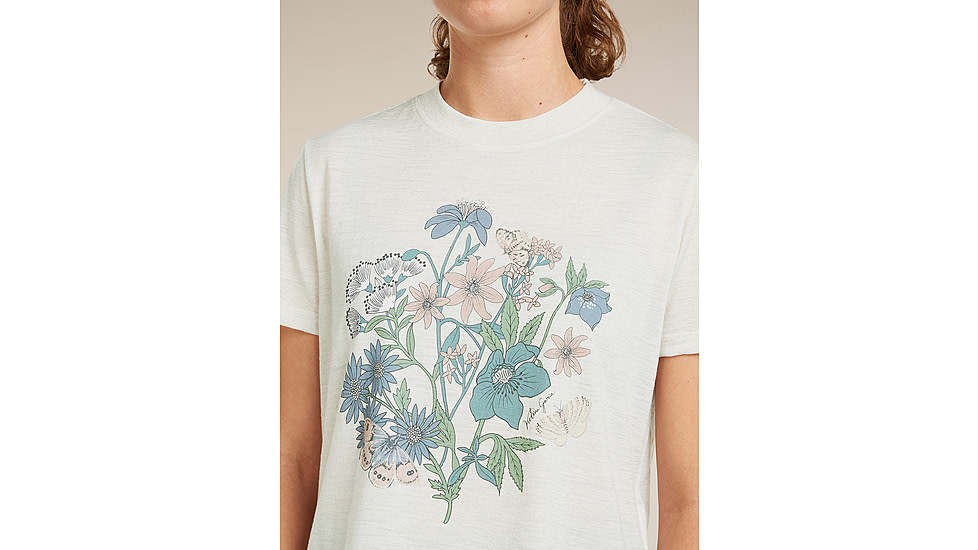 Icebreaker Merino 150 Tech Lite Short Sleeve Crop NZ Flora T-Shirt - Womens