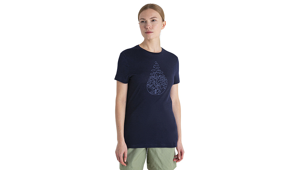 Icebreaker Merino 150 Tech Lite III SS Tee Hike Path - Womens, Midnight Navy, Extra Small, IB0A56YJ401XS