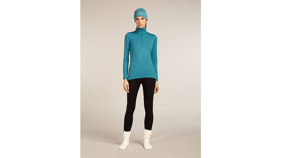 Icebreaker Merino 200 Oasis Long Sleeve Half Zip Thermal Top - Womens, Topaz, Large, IBB043800GQL