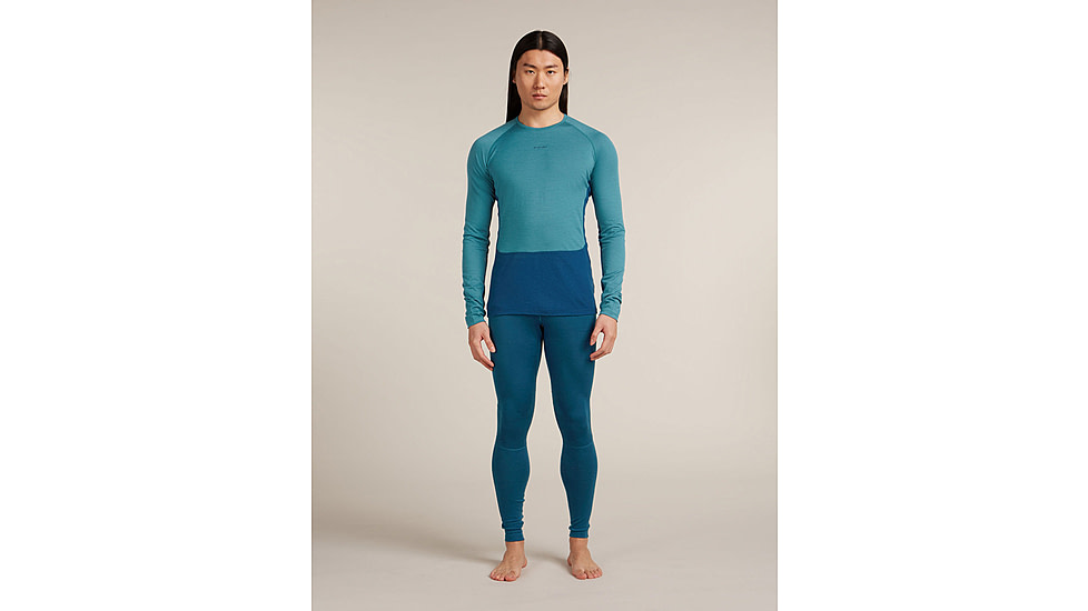 Icebreaker Merino 200 ZoneKnit Long Sleeve Crew Thermal Top - Mens, Atlantis/Topaz/CB, Medium, IB0A579O0J7M