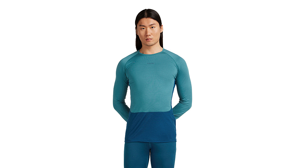 Icebreaker Merino 200 ZoneKnit Long Sleeve Crew Thermal Top - Mens, Atlantis/Topaz/CB, Medium, IB0A579O0J7M
