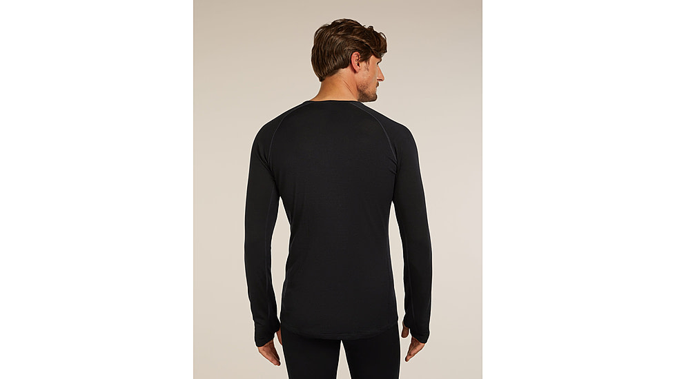 Icebreaker Merino 200 ZoneKnit Long Sleeve Crew Thermal Top - Mens, Black, Large, IB0A579O001L