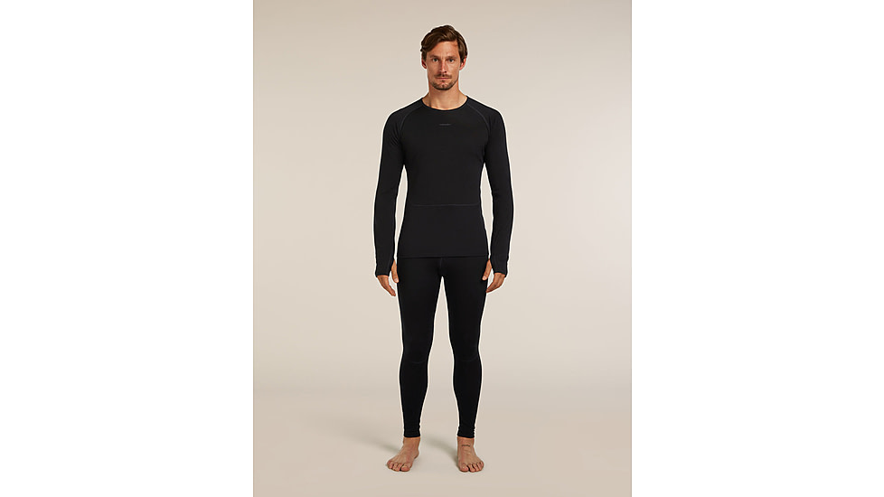 Icebreaker Merino 200 ZoneKnit Long Sleeve Crew Thermal Top - Mens, Black, Large, IB0A579O001L