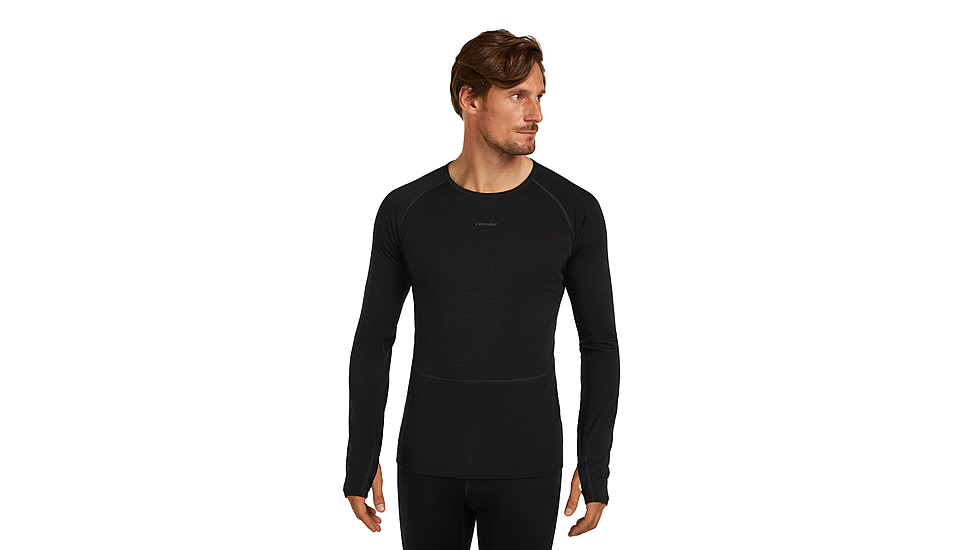 Icebreaker Merino 200 ZoneKnit Long Sleeve Crew Thermal Top - Mens, Black, Large, IB0A579O001L