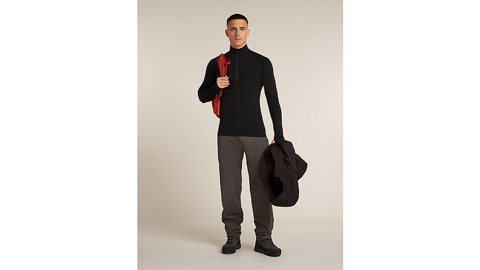 Icebreaker Merino 200 ZoneKnit Long Sleeve Half Zip Thermal Top - Mens, Black, Extra Large, IB0A57CH001XL