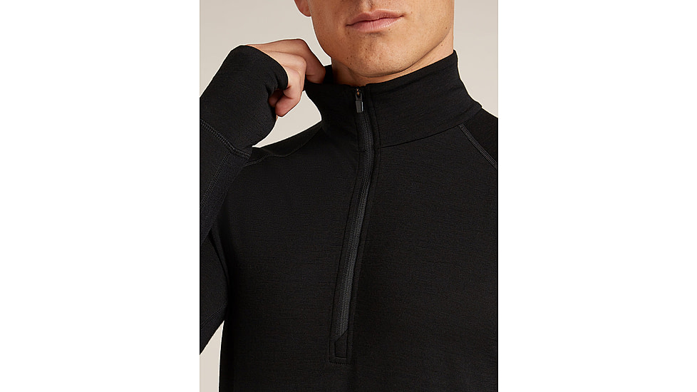 Icebreaker Merino 200 ZoneKnit Long Sleeve Half Zip Thermal Top - Mens, Black, Extra Large, IB0A57CH001XL