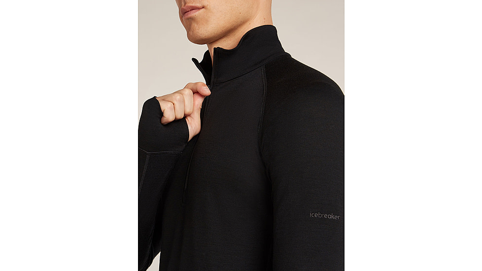 Icebreaker Merino 200 ZoneKnit Long Sleeve Half Zip Thermal Top - Mens, Black, Extra Large, IB0A57CH001XL