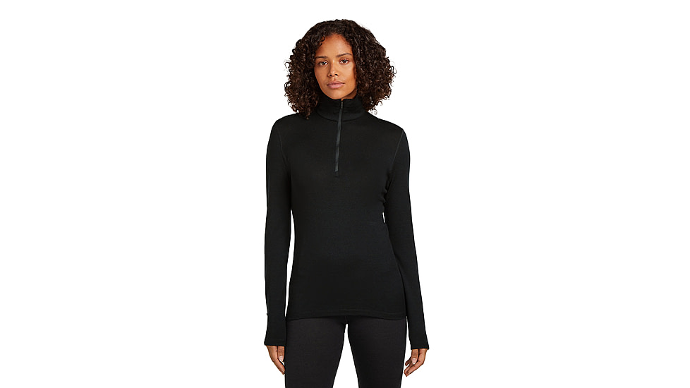 Icebreaker Merino 260 Tech Long Sleeve Half Zip Thermal Top - Womens, Black, Medium, IBB04390001M