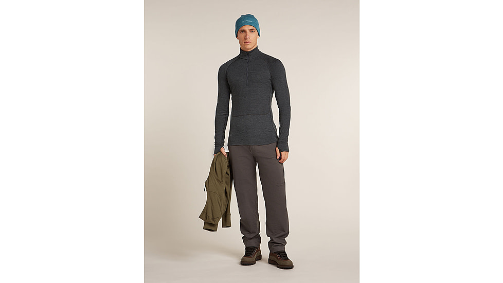 Icebreaker Merino 260 ZoneKnit Long Sleeve Half Zip Thermal Top - Mens, Jet HTHR, Large, IB0A57CJ011L