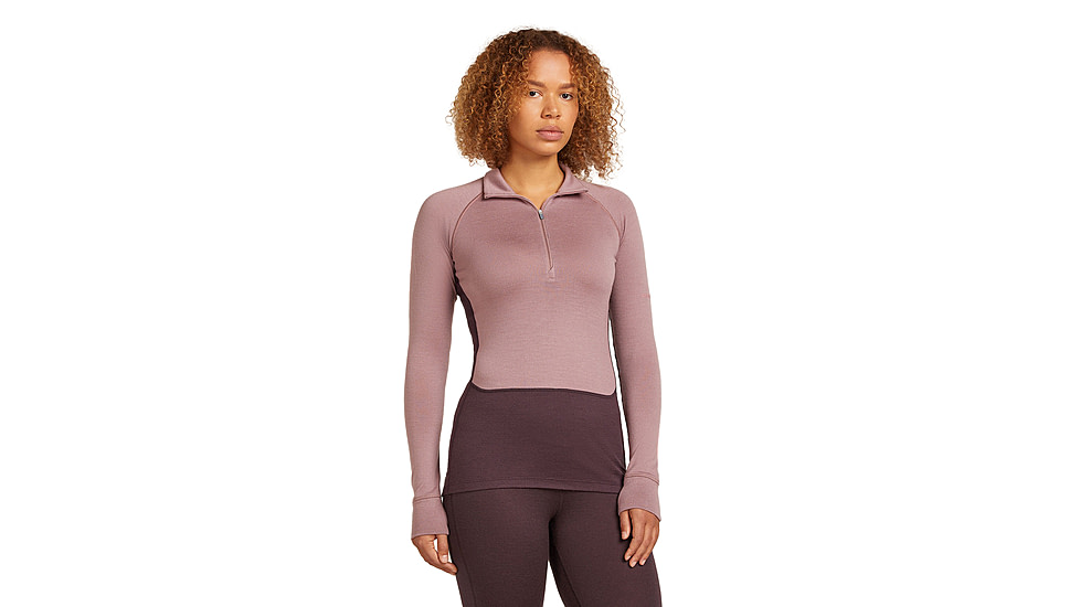 Icebreaker Merino 260 ZoneKnit Long Sleeve Half Zip Thermal Top - Womens, Java/Summit/CB, Small, IB0A57CM0JQS