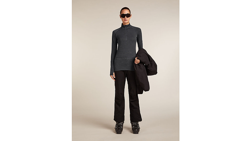 Icebreaker Merino 260 ZoneKnit Long Sleeve Half Zip Thermal Top - Womens, Jet HTHR, Large, IB0A57CM011L