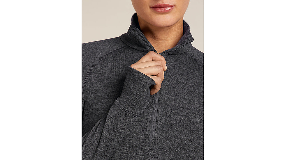 Icebreaker Merino 260 ZoneKnit Long Sleeve Half Zip Thermal Top - Womens, Jet HTHR, Large, IB0A57CM011L